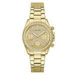 Guess Ladies Victoria Gold Tone Multi-function Watch With Diamond-studded Face