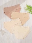 4 Pcs Simple Panties Letter Print Seamless Comfy Soft Intimates Briefs Women's Lingerie & Underwear