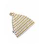 0-3M White & Mustard Stripe Knotted Beanie - Xoxo Baby