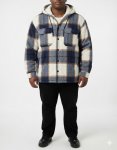 Mens Check Hooded Shackets Nvy cream - 8XL Nvy creme