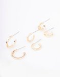 Goldair Gold Twisted Illusion Earring 3-PACK