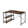 L Shaped Work Study Corner Computer Desk Gaming With Open Shelves Brown