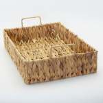 Rectangular Water Hyacinth Woven Basket - Thin Handles - Large 40 X 28 X 9CM