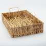 Rectangular Water Hyacinth Woven Basket - Thin Handles - Large 40 X 28 X 9CM