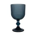 Blue Ribbed Wine Glass