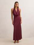 Becca Cowl Halter Satin Dress - 16 Port