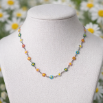 Multi-colour Silver Stainless Steel Daisy Necklace