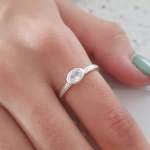 Alma 925 Sterling Silver Cz Oval Ring - Size 8