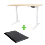 Tekdesk V2.0 White Frame Height Adjustable Electronic Standing Desk Plus Anti-fatigue Mat COMBO - Tekdesk V2.0 White Frame Natur