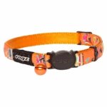 CAT Rogz Z Neo 11MM Safeloc Breakaway Collar Orange Candystripes Design Waggs Pet Shop