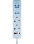 4-WAY Multiplug With Surge Protection And Safety Shutters Blue