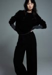 Wide Twill Trousers - Black