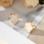 Elegant Simple Style Clover Flower Stud Earrings Classic Everyday Wear Ideal Mother's Day Holiday Gift For Women Chic Party Jewe