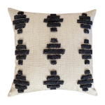 Zulu Pattern 1 Punch Needle Scatter Cover - 60CM X 60CM Charcoal On Oatmeal Fabric