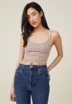 Cotton On Ebony Scoop Neck Tank - Cocoa Bean dove Grey Houndstooth