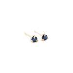 Three Claw MINI Sapphire Stud Earrings In Yellow Gold