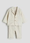 2-PIECE Linen-blend Dressy Set - Beige