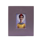 Lady With Red Rose Print Grey Frame