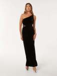 Lainey Velvet One Shoulder Dress - 16 Black