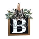 Last Name All Year Round Front Door Wreath With 26 Initial Letter Welcome Sign All Seasons Eucalyptus Garland And Bow Farmhouse