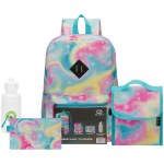 4-PIECE Backpack Set Rainbow Swirl Sky