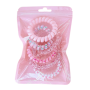 6 Pieces Colorful Decoration Spiral Hair Ties Set - Pink