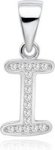 S925 Sterling Silver Alphabet Pendant With Swarovski Zirconia Letter I