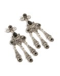 Silver Black Diamante Boho Drop Earrings