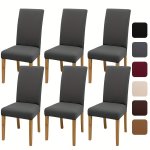 4 6PCS Stretchy Milk Silk Dining Chair Slipcovers For Weddings Dining Rooms Offices Banquets And Home Decor