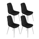 Modawhly Dining Chairs Set Of 4 Modern Comfy Fabric Armless Chairs With Silver Metal Legs Black Dining Room Chairs Set For 4 For