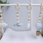 Baby Gym Themed Dangles Grey And Light Blue Airplanes And Hot Air Balloons With Clouds