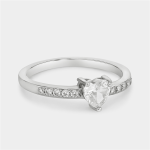 Sterling Silver Cubic Zirconia Heart Solitaire Ring