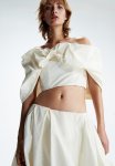 Studio:bubble-hem Off-the-shoulder Top - Cream