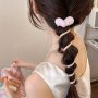 Cute Heart-shaped Bubble Braided Hair Tie - Spiral Elastic Ponytail Holder Solid Color Resin Hair Accessory For Women And Girls