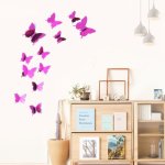 12PCS SET 3D Mirror Wall Decor Mirror Butterfly Wall Stickers Diy Wall Painting Mirror Wall Stickers Removable Modern Design Mir