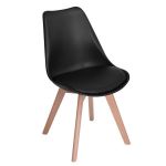 Modern Wooden Leg Chair - Black