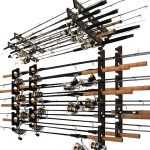 Rush Creek Creations Reel Salty 8-ROD Horizontal Wall-mount Fishing Pole Holder Ceiling Or Wall Fishing Rod Rack For Garage Secu