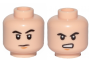 Parts Minifigure Head Dual Sided Black Eyebrows Medium Nougat Chin Dimple Neutral / Angry With Bared Teeth Pattern - Hollow Stud 3626CPB2358