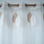 Smte Elyet Desgin Curtain Lace White With Brown Leaf 233 L X 500 W Cm With Keychain