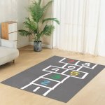 Fine Living Rectangular Crystal Velvet Carpet For Kids - Hopscotch Grey