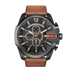 Diesel Men&apos S Mega Chief Black Tone Brown Leather Watch