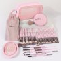 Maange 35PCS Professional Makeup Kit Include 30PCS Brush&velvet Bag&beauty Blender&makeup Remover Puff&cleaning Mat&bathroom Bag Foundation Brush Eye Shadow Brush Tool Soft To Face Travel