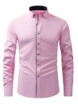 Men's Color Block Shirt Casual Lapel Button Up Long Sleeve Shirt For Spring Fall Outdoor Activities