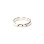 The Leo Half Round Band With Black Diamonds In Silver - L