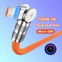 100W 3A Elbow 180 Micro USB Fast Charging Data Cable Liquid Silicone For Playing Game For Galaxy S7 S6 J7 Edge Note 5 Xiaomi