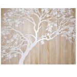 The Slanted Tree 4 Panel Wood Carving 1200 X 1600