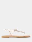 Tallulah Twisted Diamante Flat Sandal - 41 White
