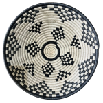 Sisal Rwandan Basket Bowls - Large 40CM - Black And White Diamond - L - 40CM Diameter