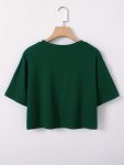 Simple Solid Crew Neck Crop T-Shirt Casual Short Sleeve T-Shirt For Summer Women's Clothing