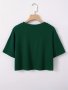 Simple Solid Crew Neck Crop T-shirt Casual Short Sleeve T-shirt For Summer Women's Clothing